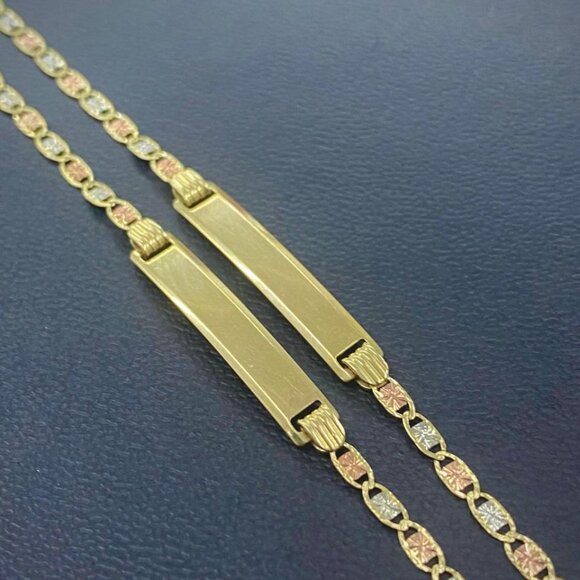 Baby ID Bracelet 5.5 Curb Link Children 10K Gold Real Pulsera Oro Real Bebés - Picture 2 of 7